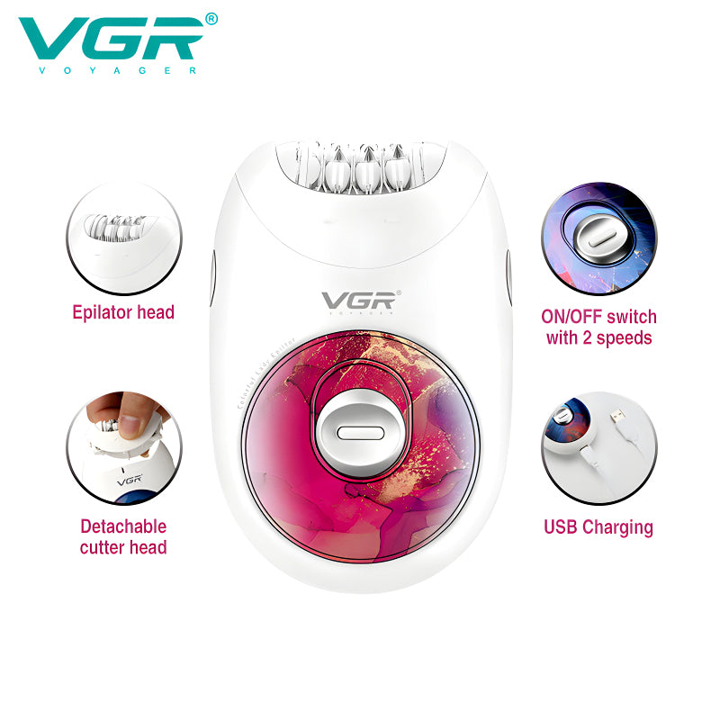 VGR original Ladies Epilator hair removal machine Rechargeable